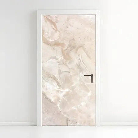 Door sticker beige marble texture artwork • Wallissimo®