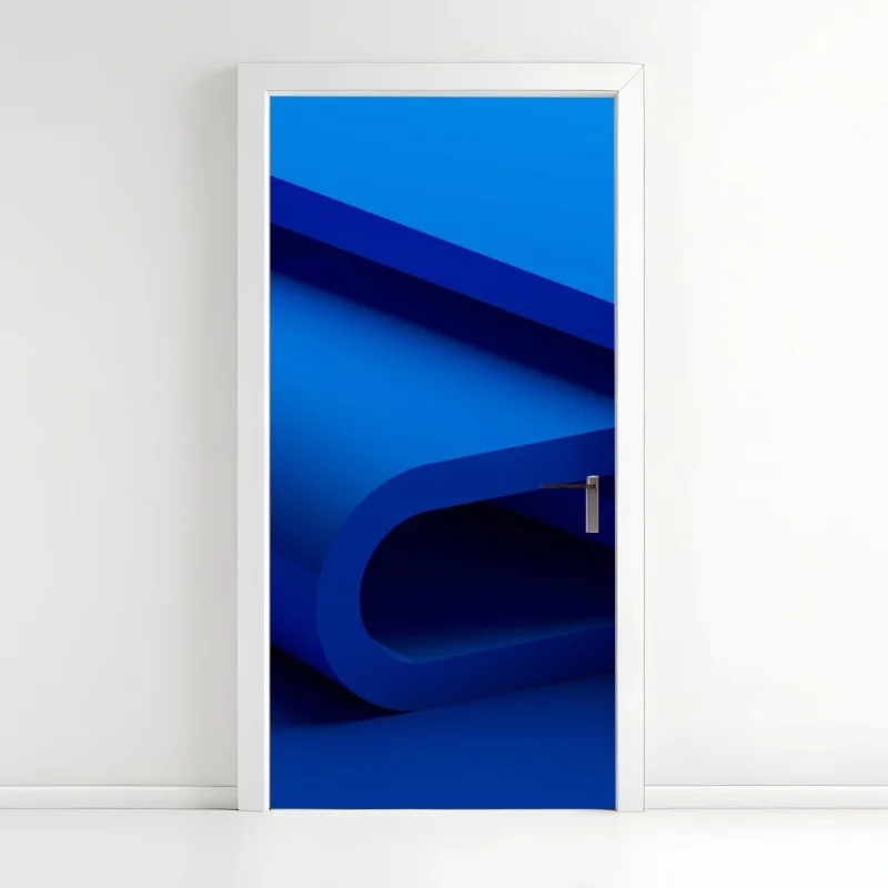 Door sticker minimal blue ribbon geometry
