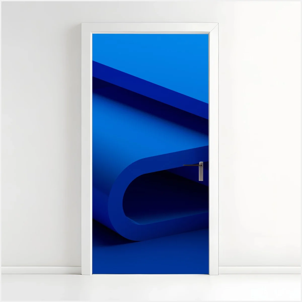 Door sticker minimal blue ribbon geometry ⁕ Wallissimo® Door sticker minimal blue ribbon geometry ⁕ Wallissimo®