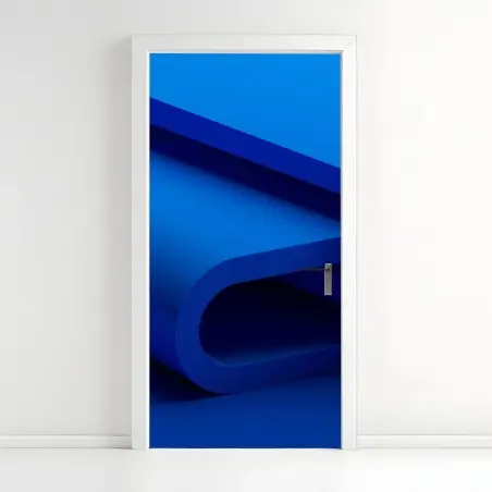 Door sticker minimal blue ribbon geometry • Wallissimo®