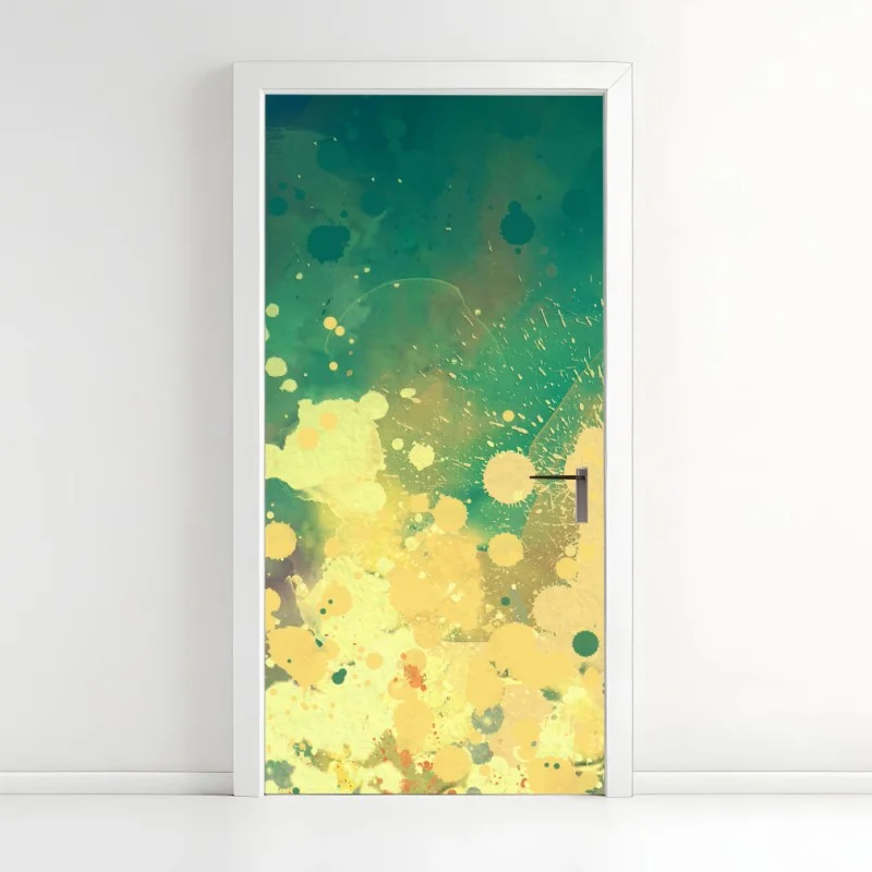 Door sticker turquoise burst watercolor abstract
