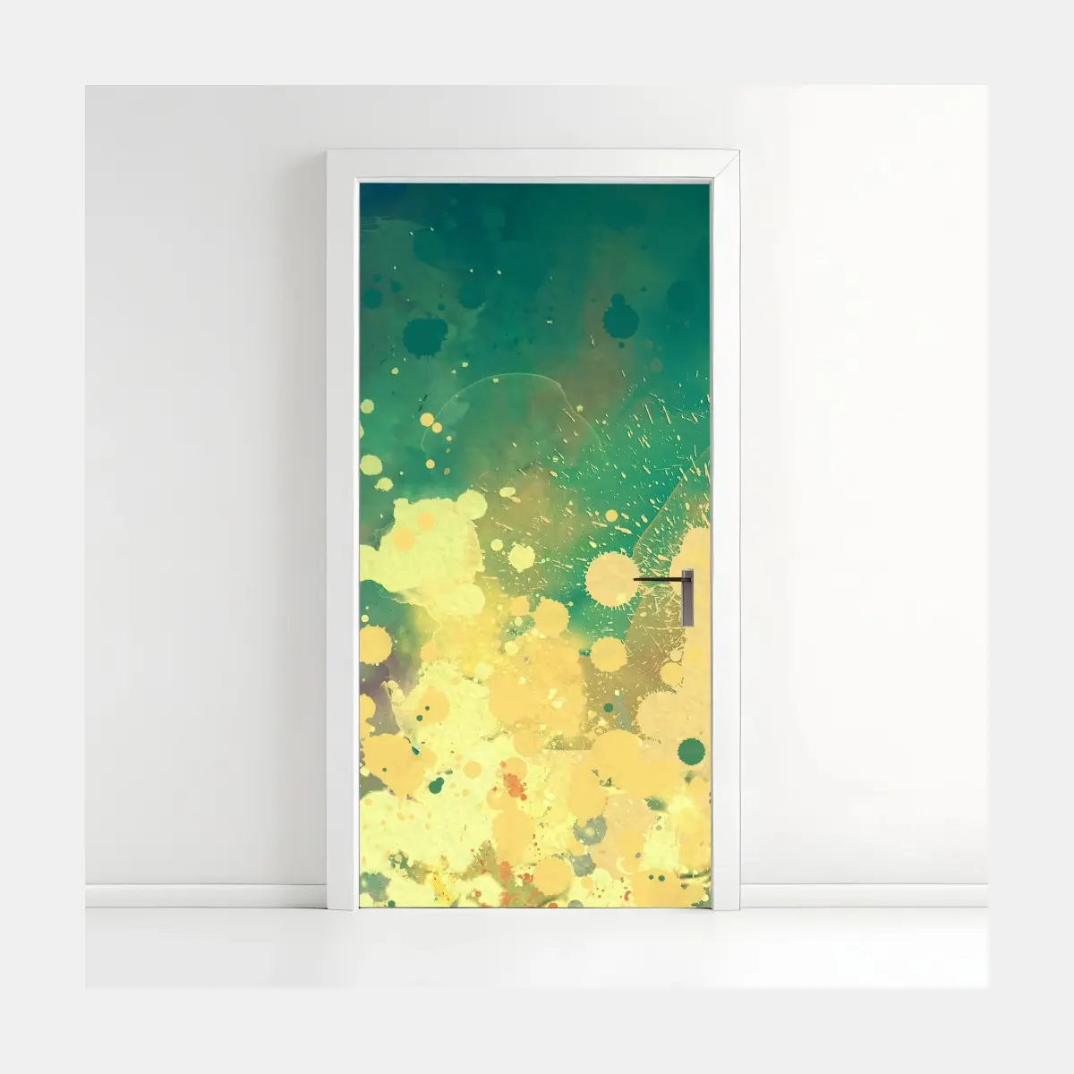 Door sticker turquoise burst watercolor abstract • Wallissimo® Door sticker turquoise burst watercolor abstract • Wallissimo®