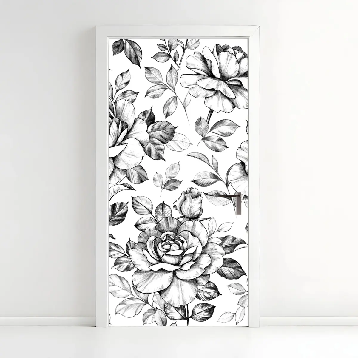 Door sticker hand-drawn rose floral pattern • Wallissimo® Door sticker hand-drawn rose floral pattern • Wallissimo®