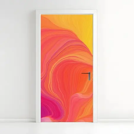 Door sticker vibrant flowing color waves • Wallissimo®