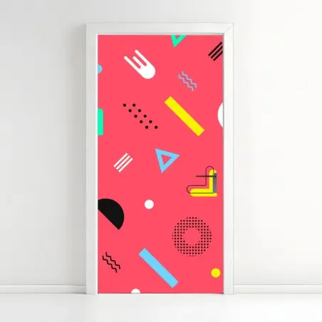 Door sticker vibrant memphis geometric pattern • Wallissimo®