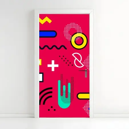Door sticker vibrant geometric pop pattern • Wallissimo®