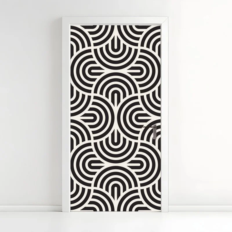 Door sticker black and white geometric pattern