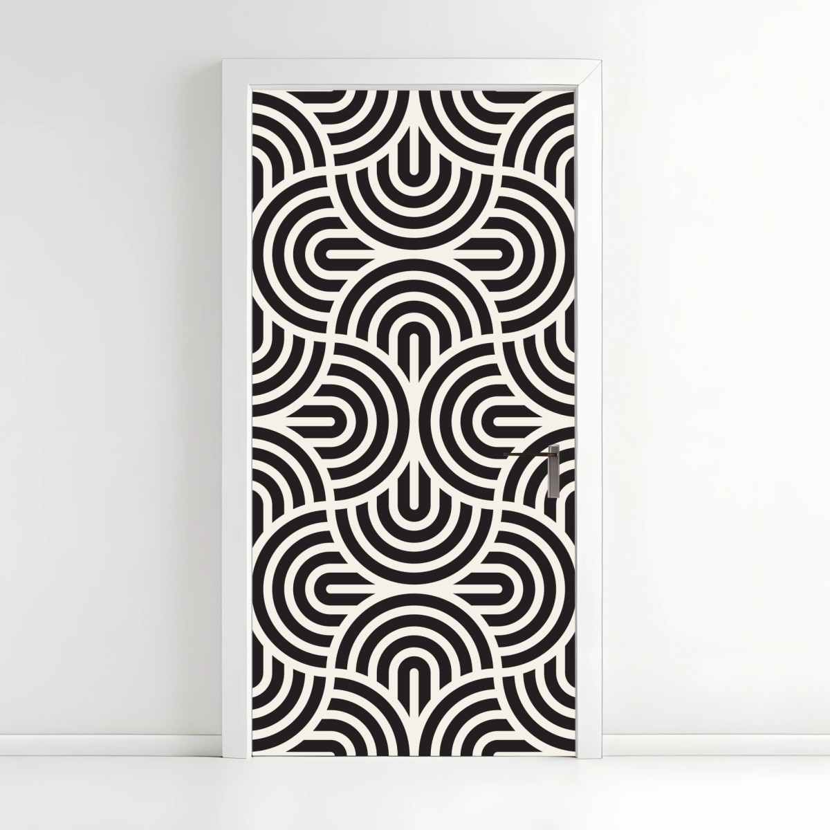 Door sticker black and white geometric pattern • Wallissimo® Door sticker black and white geometric pattern • Wallissimo®