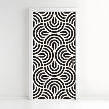 Door sticker black and white geometric pattern • Wallissimo®