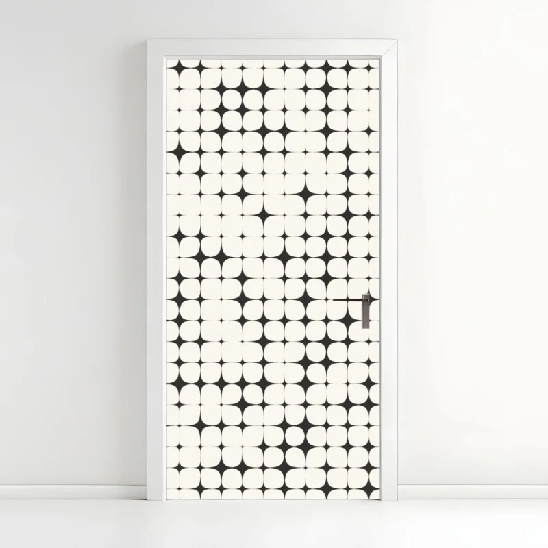 Door sticker monochrome geometric dot pattern