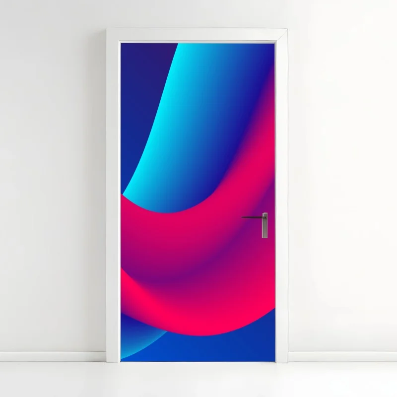 Door sticker vibrant flowing gradient waves