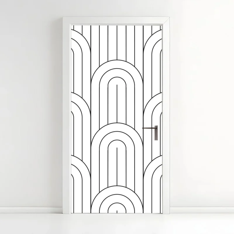 Door sticker monochrome retro arch pattern