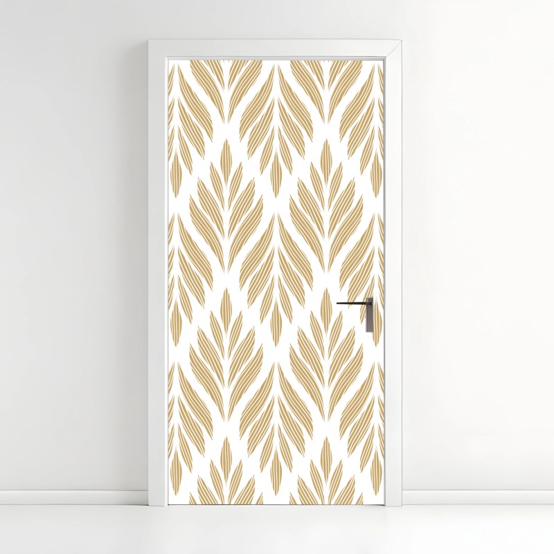 Door sticker gold leaf pattern seamless design