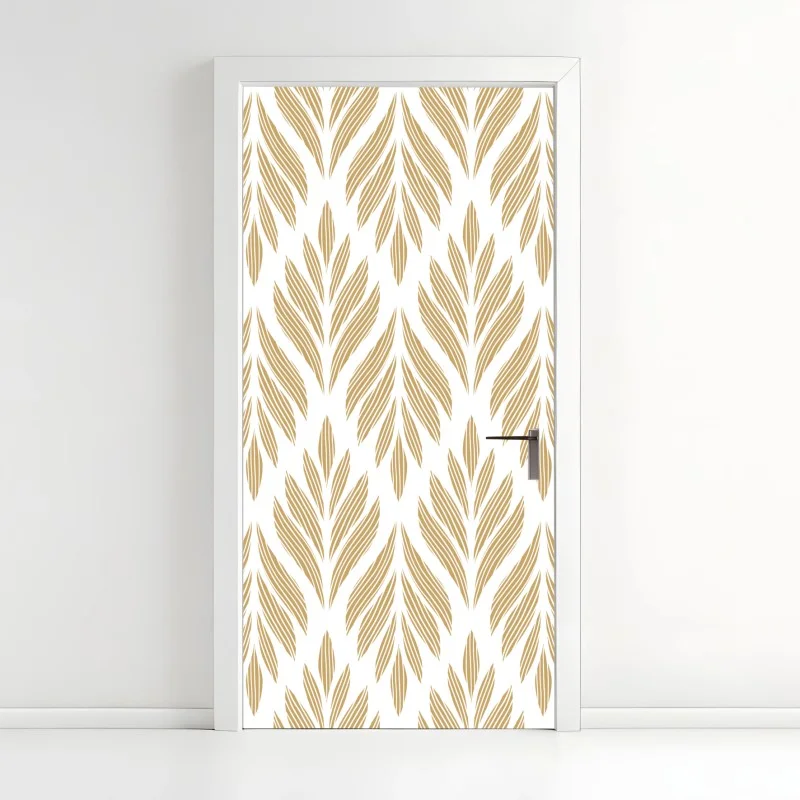 Door sticker gold leaf pattern seamless design