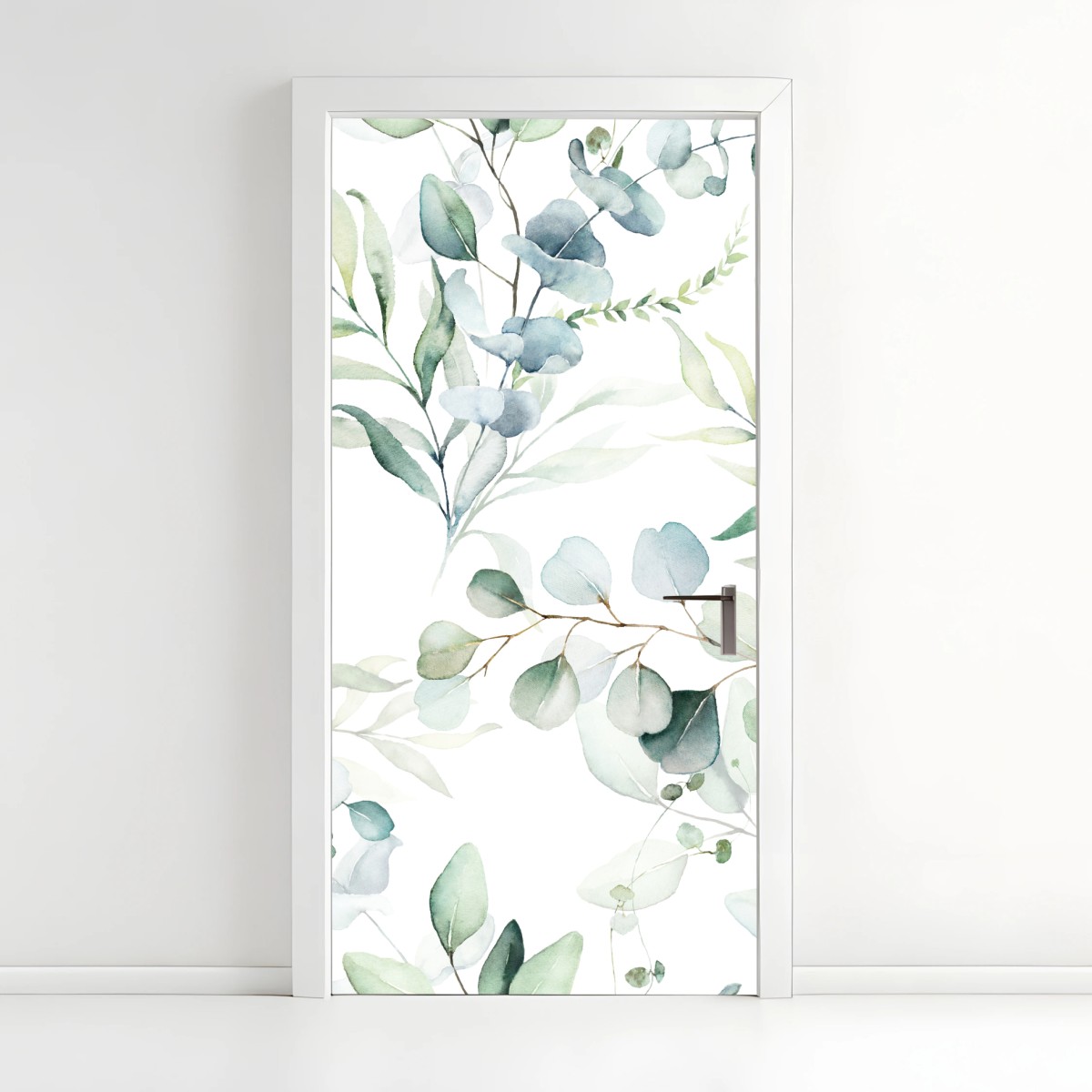 Door sticker watercolor eucalyptus leaves pattern • Wallissimo® Door sticker watercolor eucalyptus leaves pattern • Wallissimo®