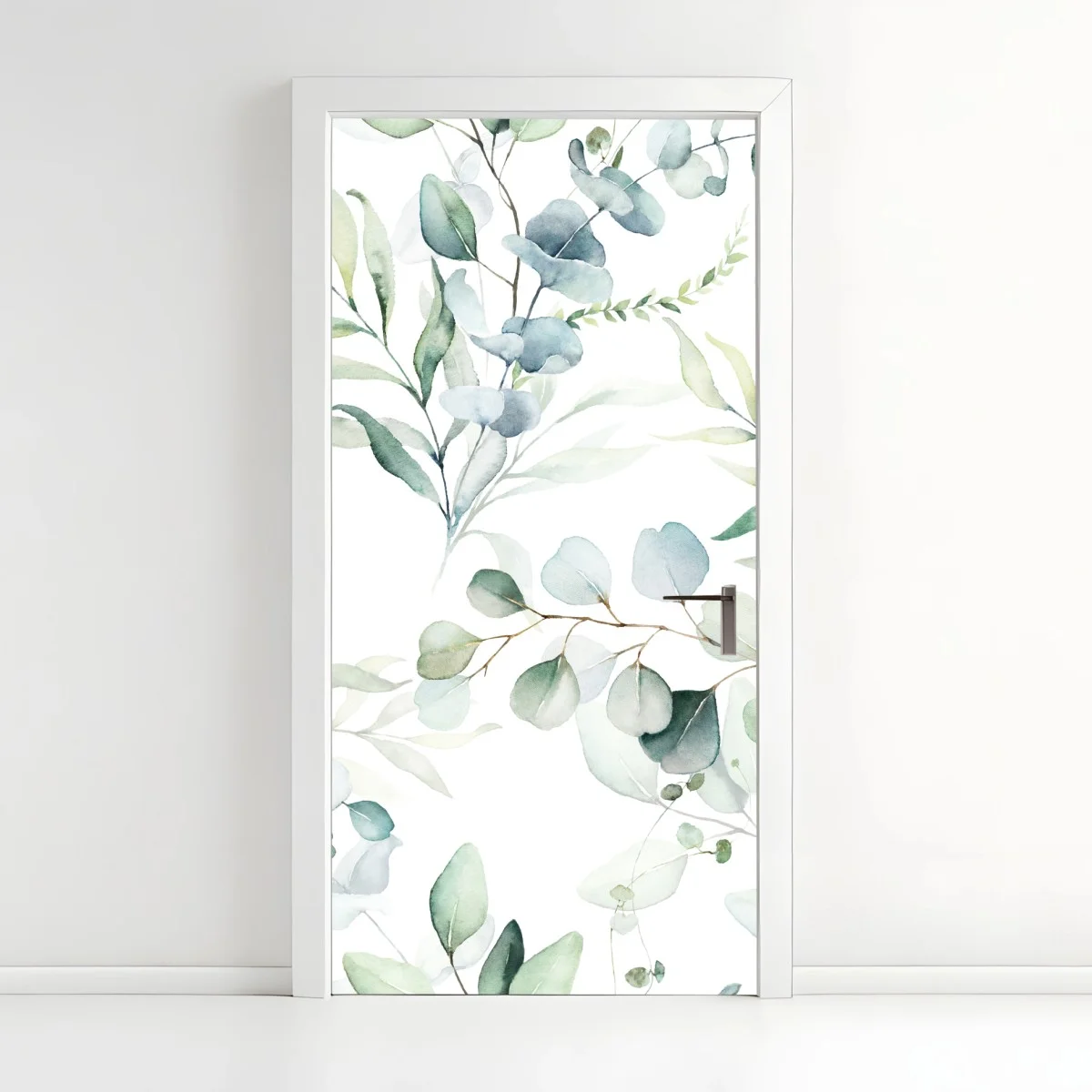 Door sticker watercolor eucalyptus leaves pattern • Wallissimo® Door sticker watercolor eucalyptus leaves pattern • Wallissimo®