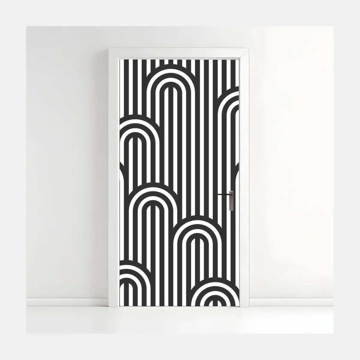 Door sticker black and white geometric stripe pattern • Wallissimo® Door sticker black and white geometric stripe pattern • Wallissimo®