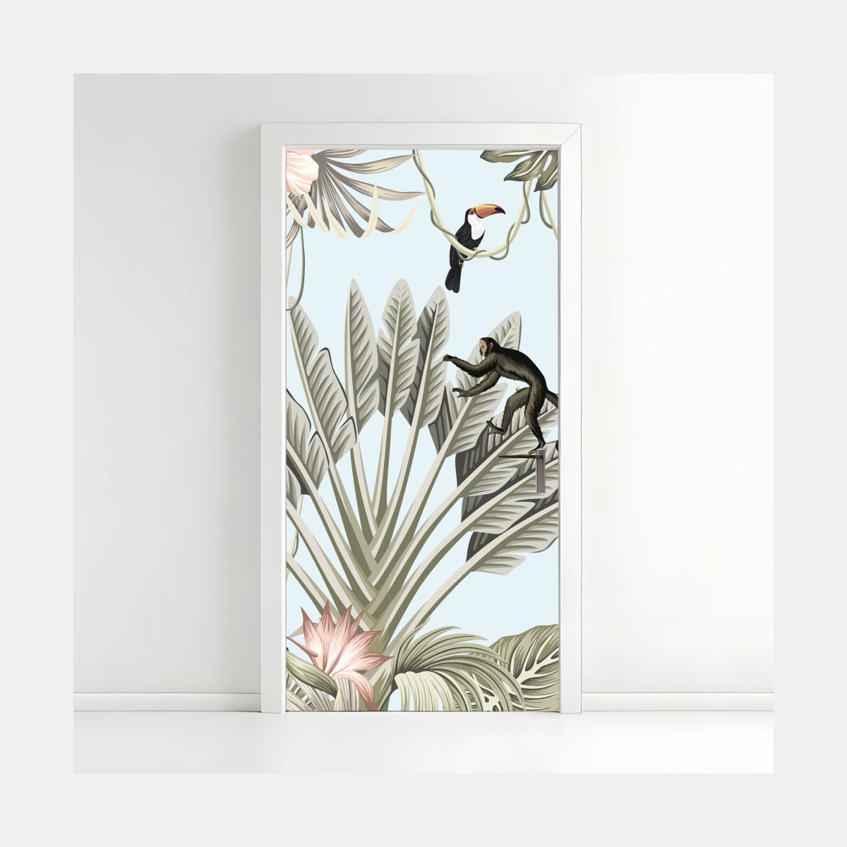 Door sticker pastel jungle animals pattern • Wallissimo® Door sticker pastel jungle animals pattern • Wallissimo®