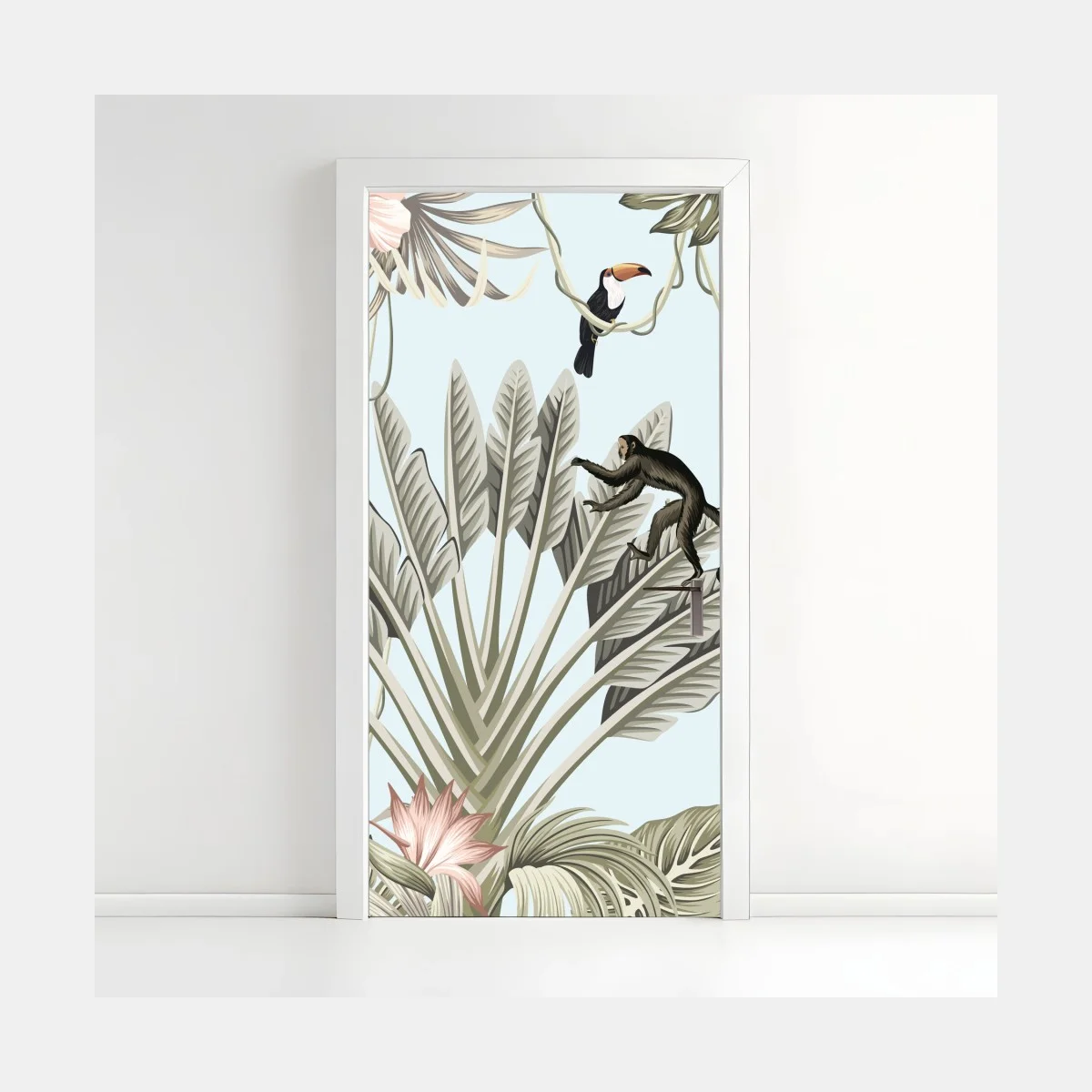 Door sticker pastel jungle animals pattern ⁕ Wallissimo® Door sticker pastel jungle animals pattern ⁕ Wallissimo®