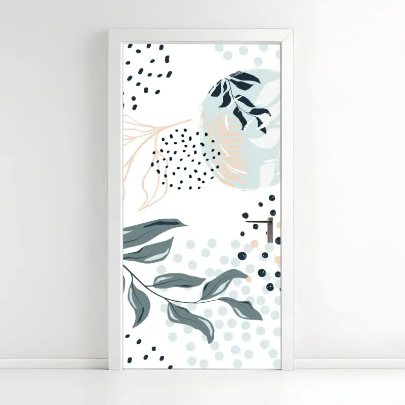 Door sticker pastel botanical abstract design