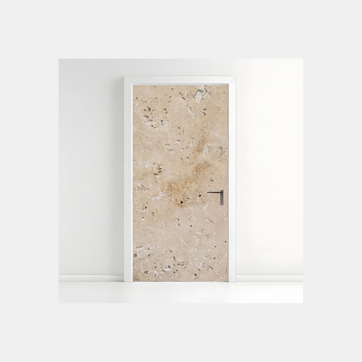 Door sticker beige travertine stone texture • Wallissimo®