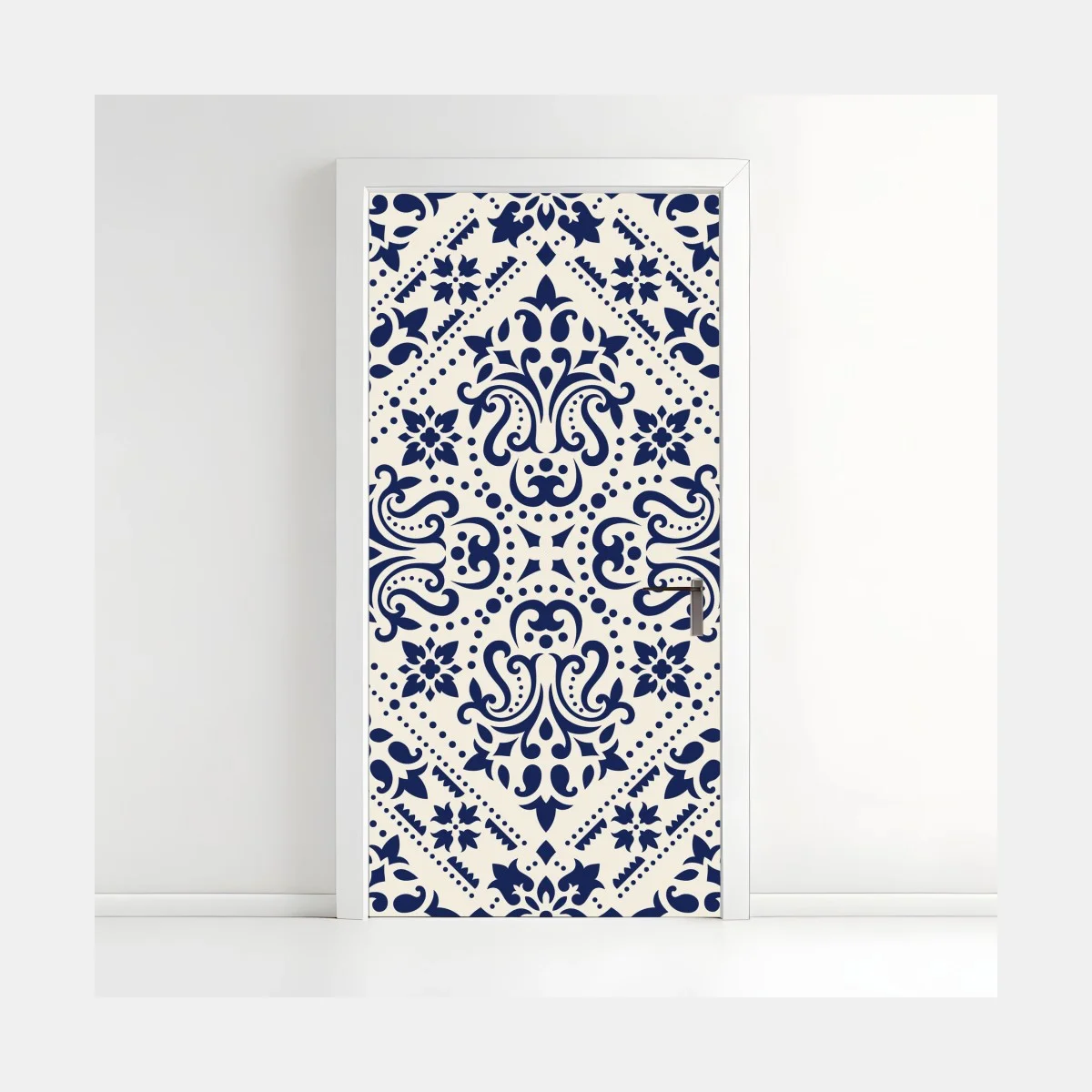 Door sticker navy damask tile pattern • Wallissimo® Door sticker navy damask tile pattern • Wallissimo®