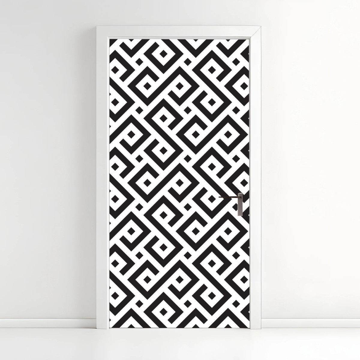 Door sticker timeless black and white geometric pattern • Wallissimo® Door sticker timeless black and white geometric pattern • Wallissimo®