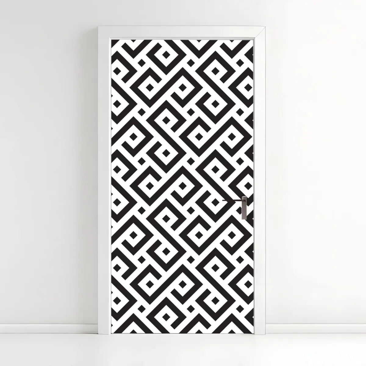Door sticker timeless black and white geometric pattern • Wallissimo®