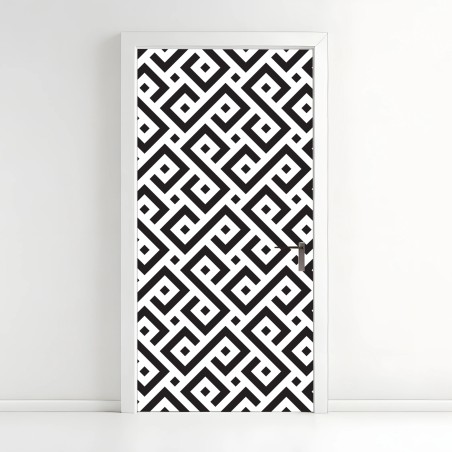 Door sticker timeless black and white geometric pattern • Wallissimo®