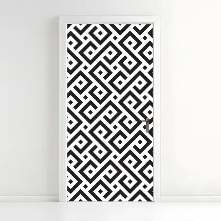Door sticker timeless black and white geometric pattern • Wallissimo®