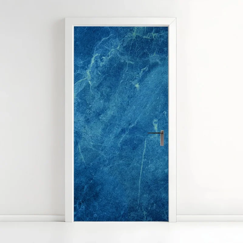 Door sticker deep blue marble texture wall art