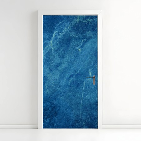 Door sticker deep blue marble texture wall art • Wallissimo®