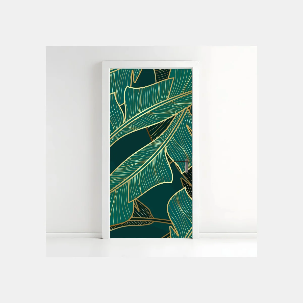 Door sticker gold-lined tropical banana leaves pattern ⁕ Wallissimo® Door sticker gold-lined tropical banana leaves pattern ⁕ Wallissimo®