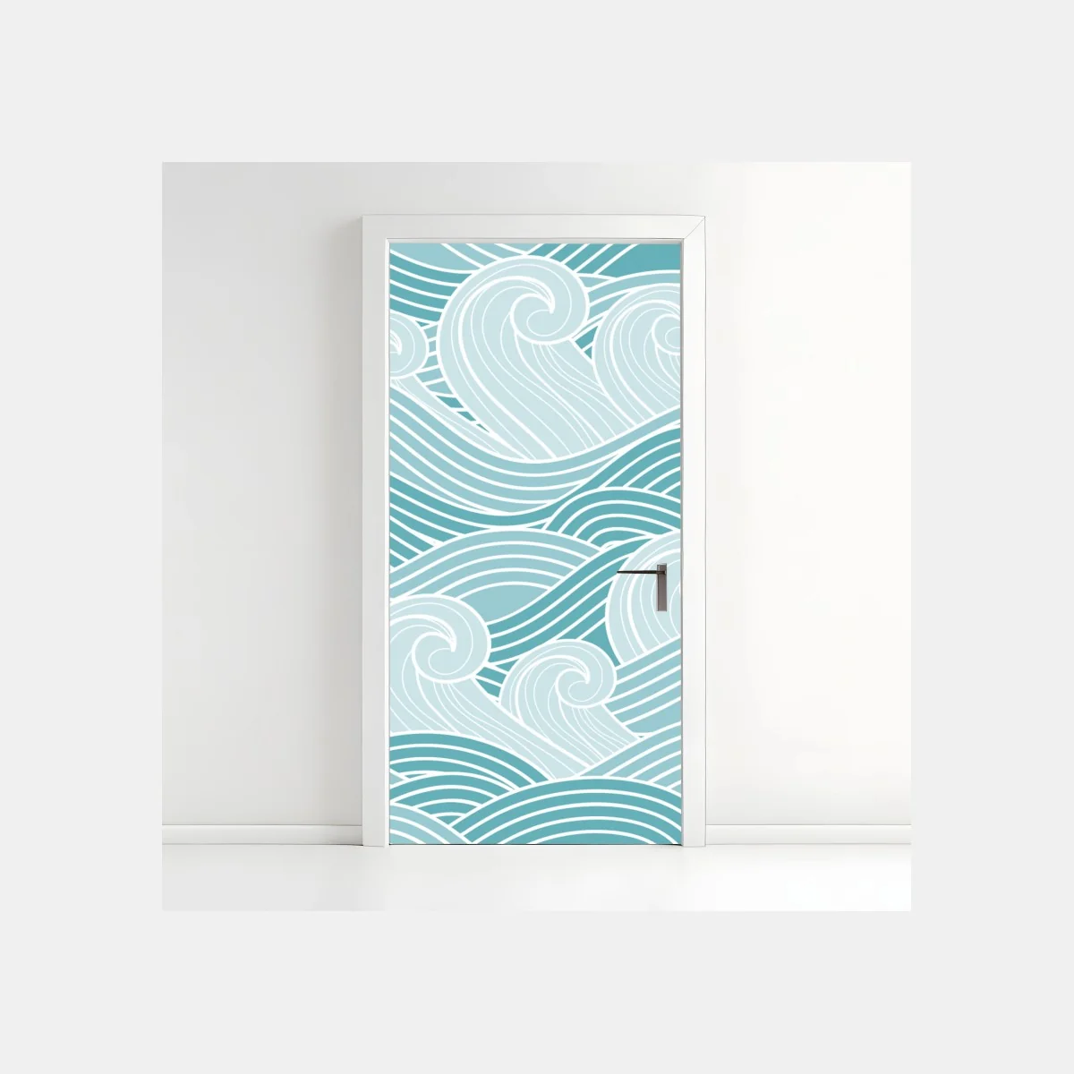 Door sticker serene turquoise wave pattern • Wallissimo® Door sticker serene turquoise wave pattern • Wallissimo®