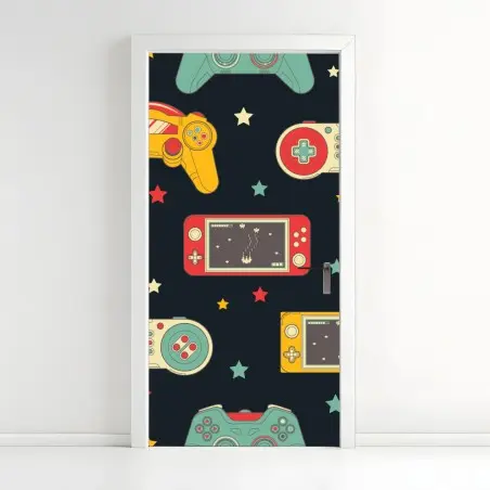 Door sticker retro game controller pattern • Wallissimo®