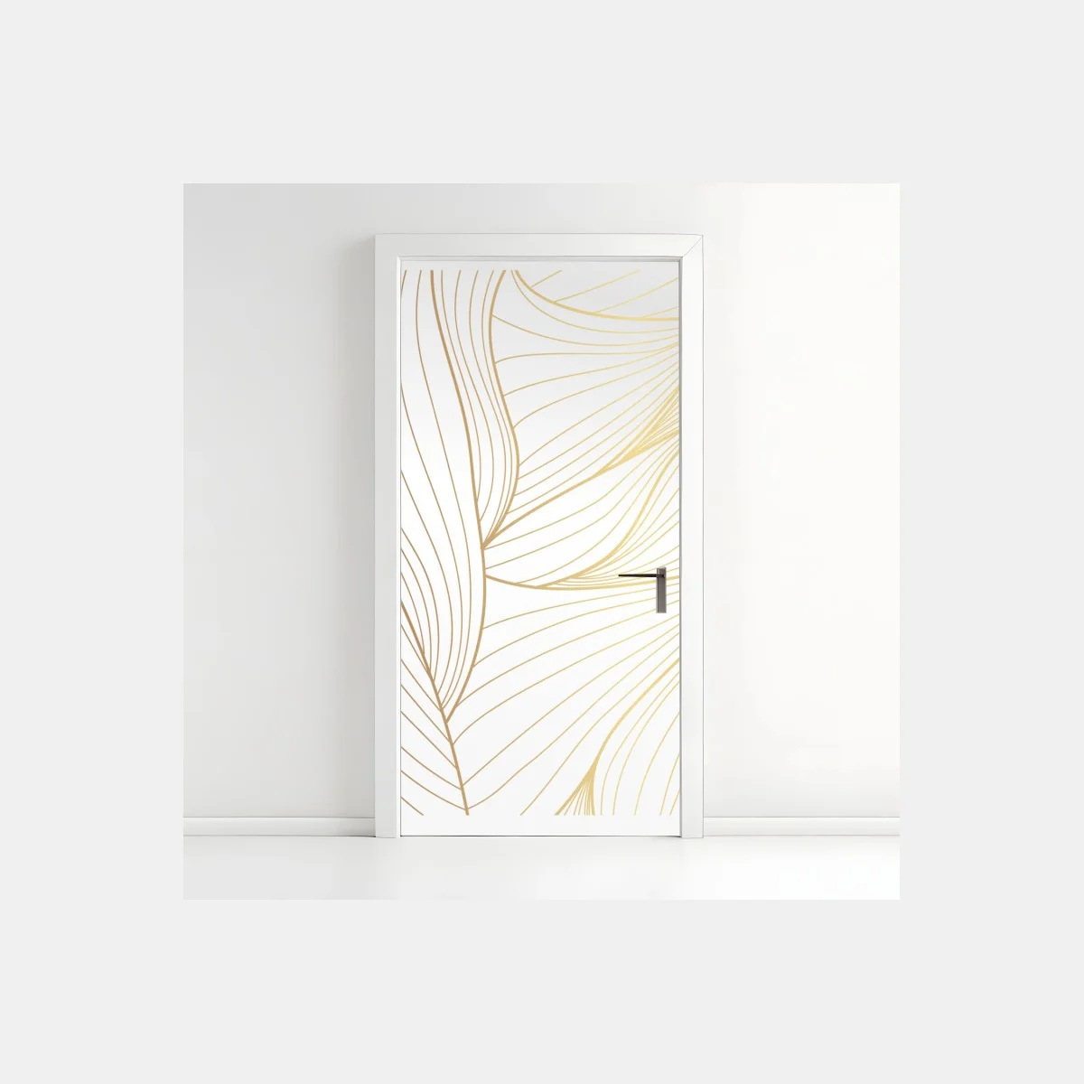 Door sticker golden flowing lines abstract design ⁕ Wallissimo® Door sticker golden flowing lines abstract design ⁕ Wallissimo®