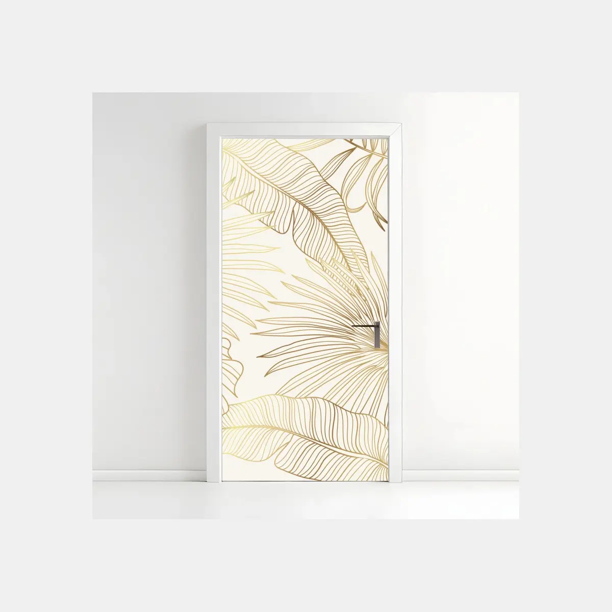 Door sticker golden tropical leaves pattern • Wallissimo® Door sticker golden tropical leaves pattern • Wallissimo®