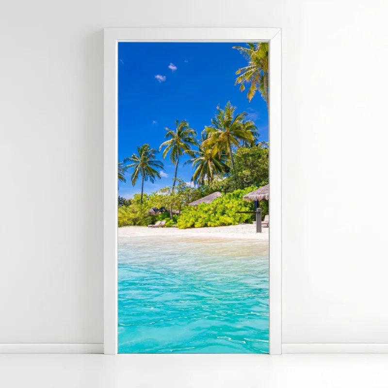 Door sticker tropical turquoise beach paradise