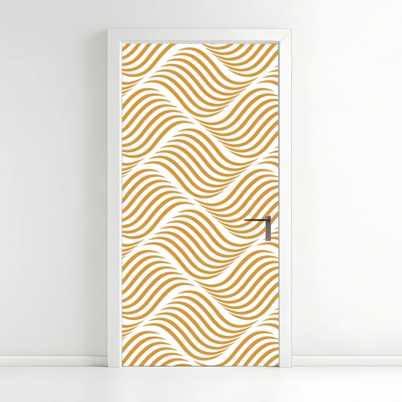 Door sticker golden wave pattern wall art