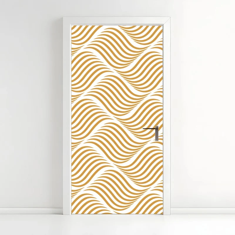 Door sticker golden wave pattern wall art