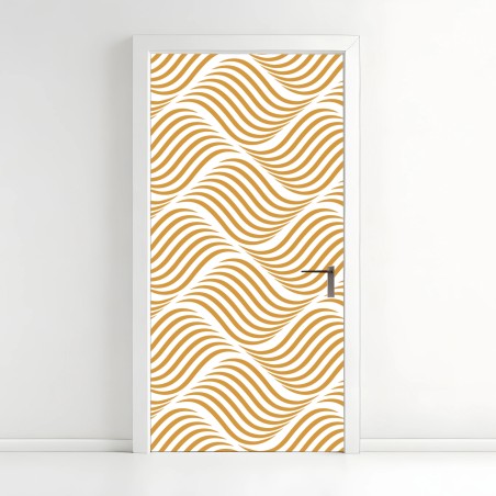 Door sticker golden wave pattern wall art • Wallissimo®