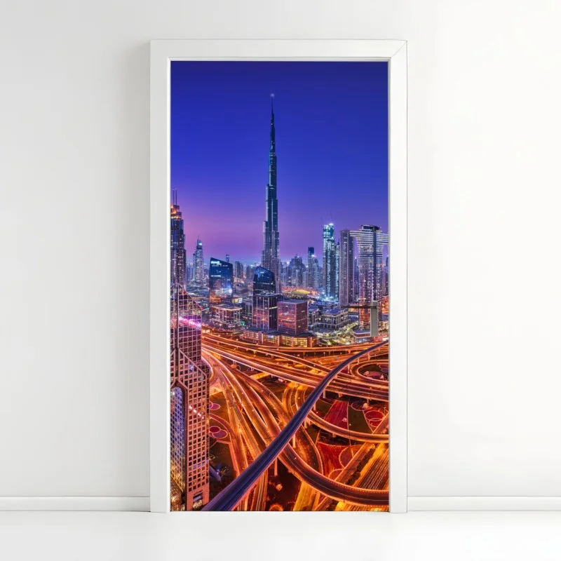 Door sticker Dubai skyline at twilight