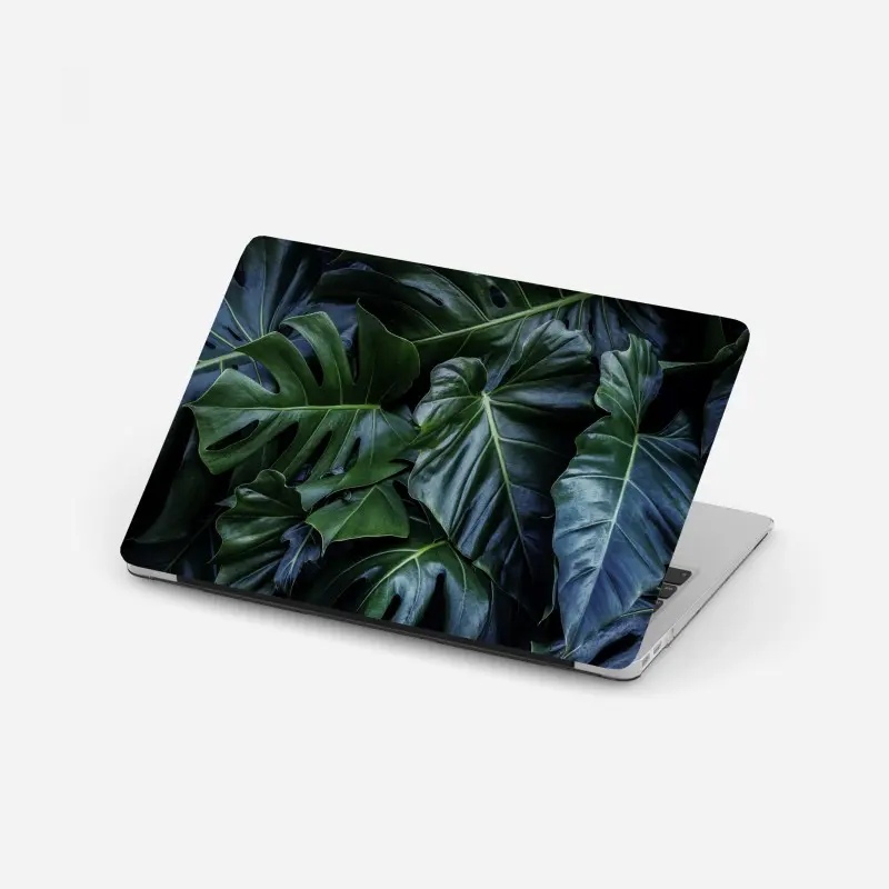 Laptop sticker lush tropical monstera foliage