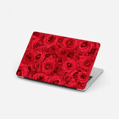 Laptop sticker vibrant red roses collage • Wallissimo®