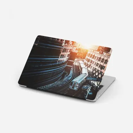 Laptop sticker Chicago elevated train between buildings • Wallissimo®