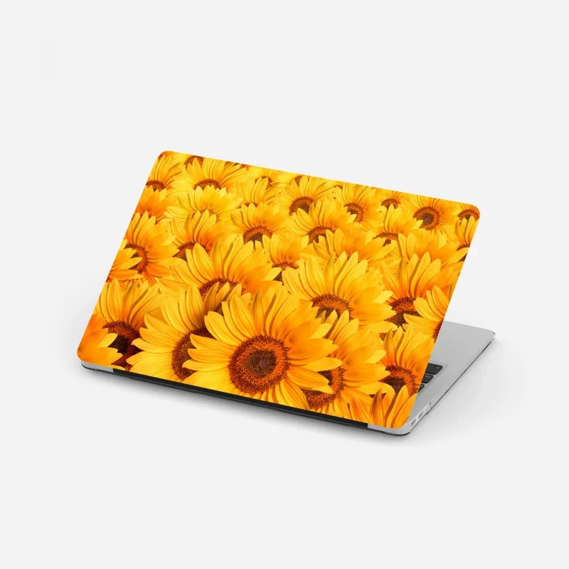 Laptop sticker golden sunflower field