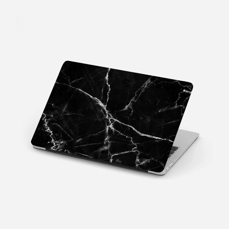 Laptop sticker black marble veined texture