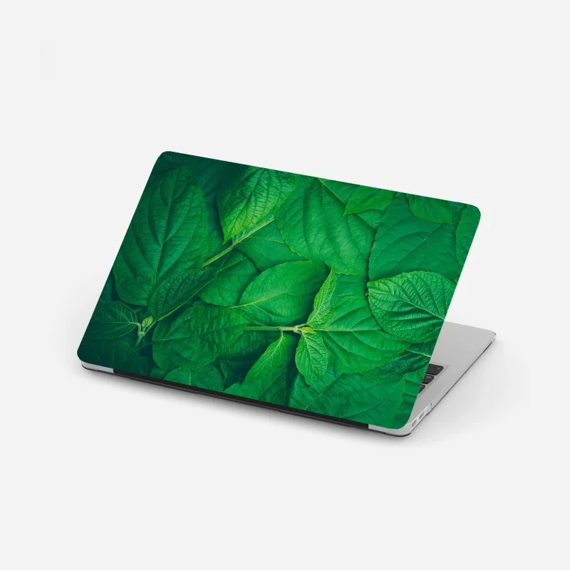 Laptop sticker lush green leaves texture