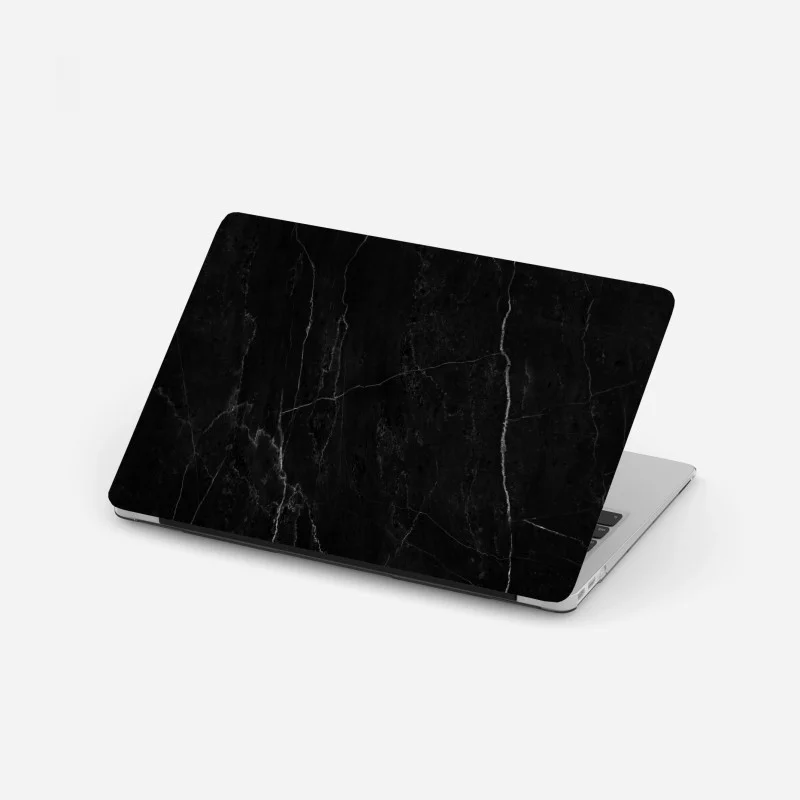 Laptop sticker black marble with white veins