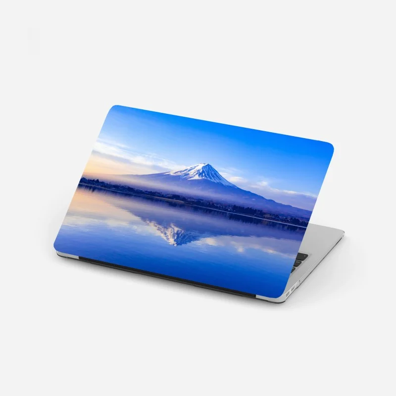 Laptop sticker Mount Fuji morning reflection over calm lake
